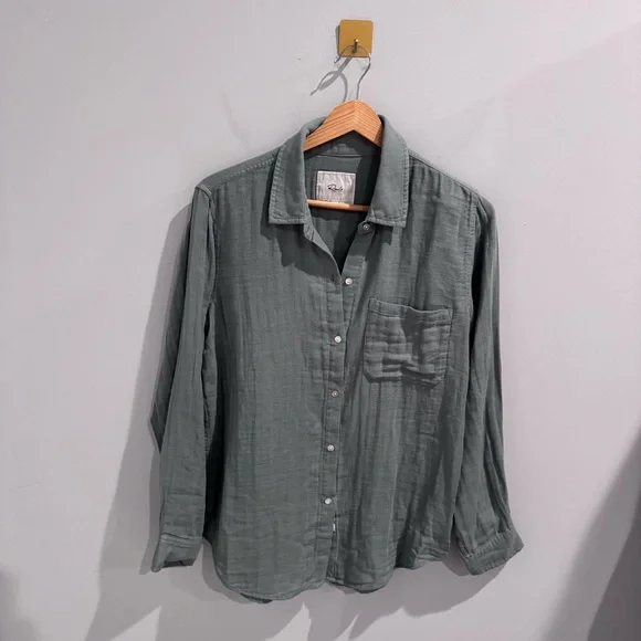 Rails Ellis Cotton Gauze Button Up Shirt in Aloe, Size S - Picture 5 of 13